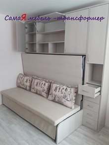 Откидная шкаф-кровать с диваном и полочками (мод 2015)